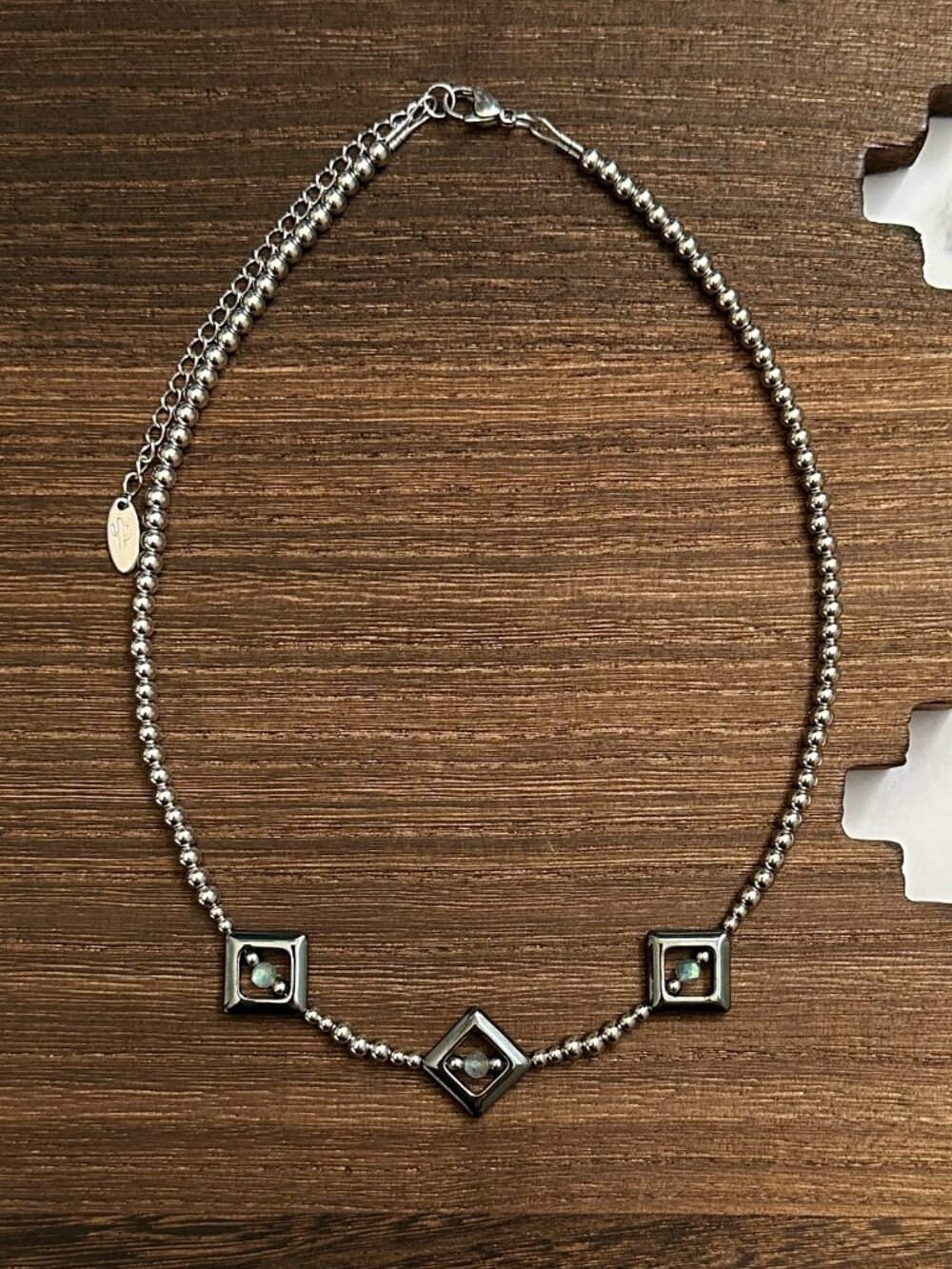 Handmade Black Canyon Moonlight Stainless Steel Western Pearl Necklace 16 inch